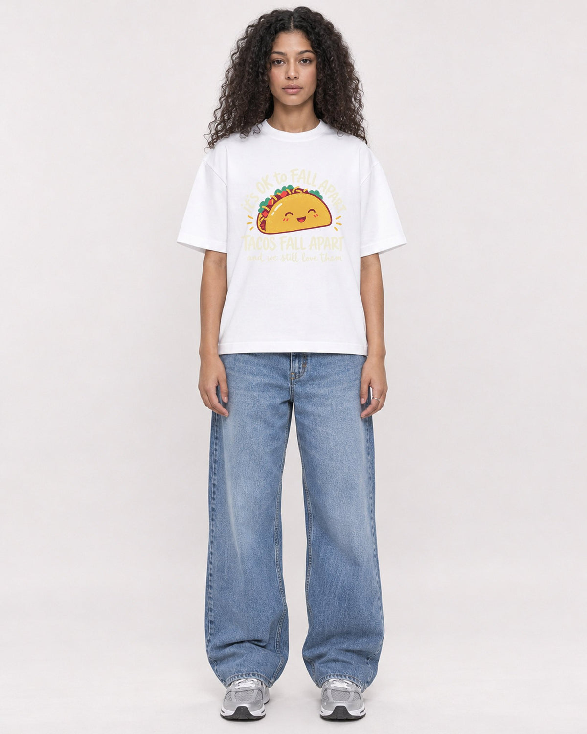 Mockup Boxy Heavyweight Tee White female full-body 10