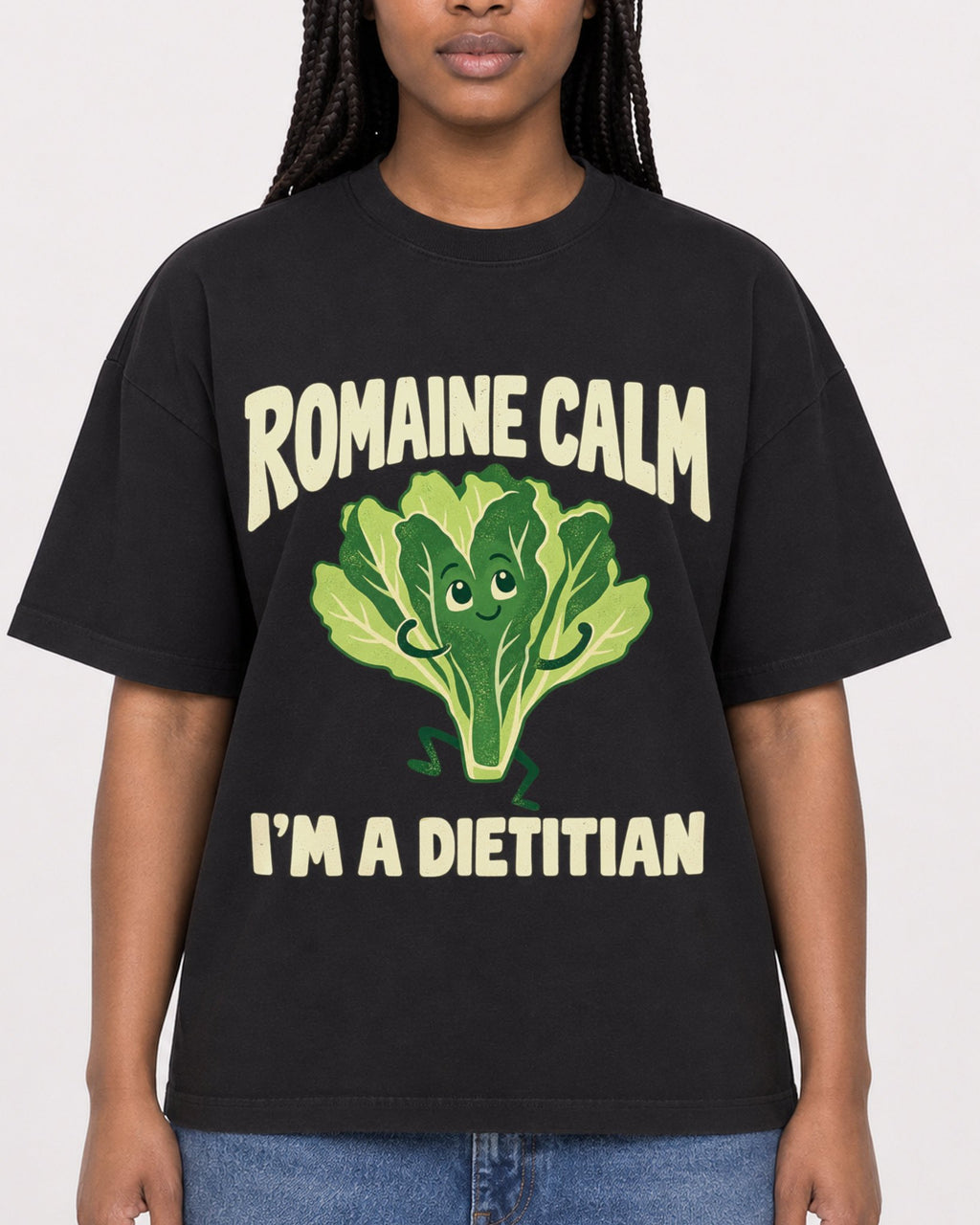 Mockup Boxy Heavyweight Tee Black female close-up 04