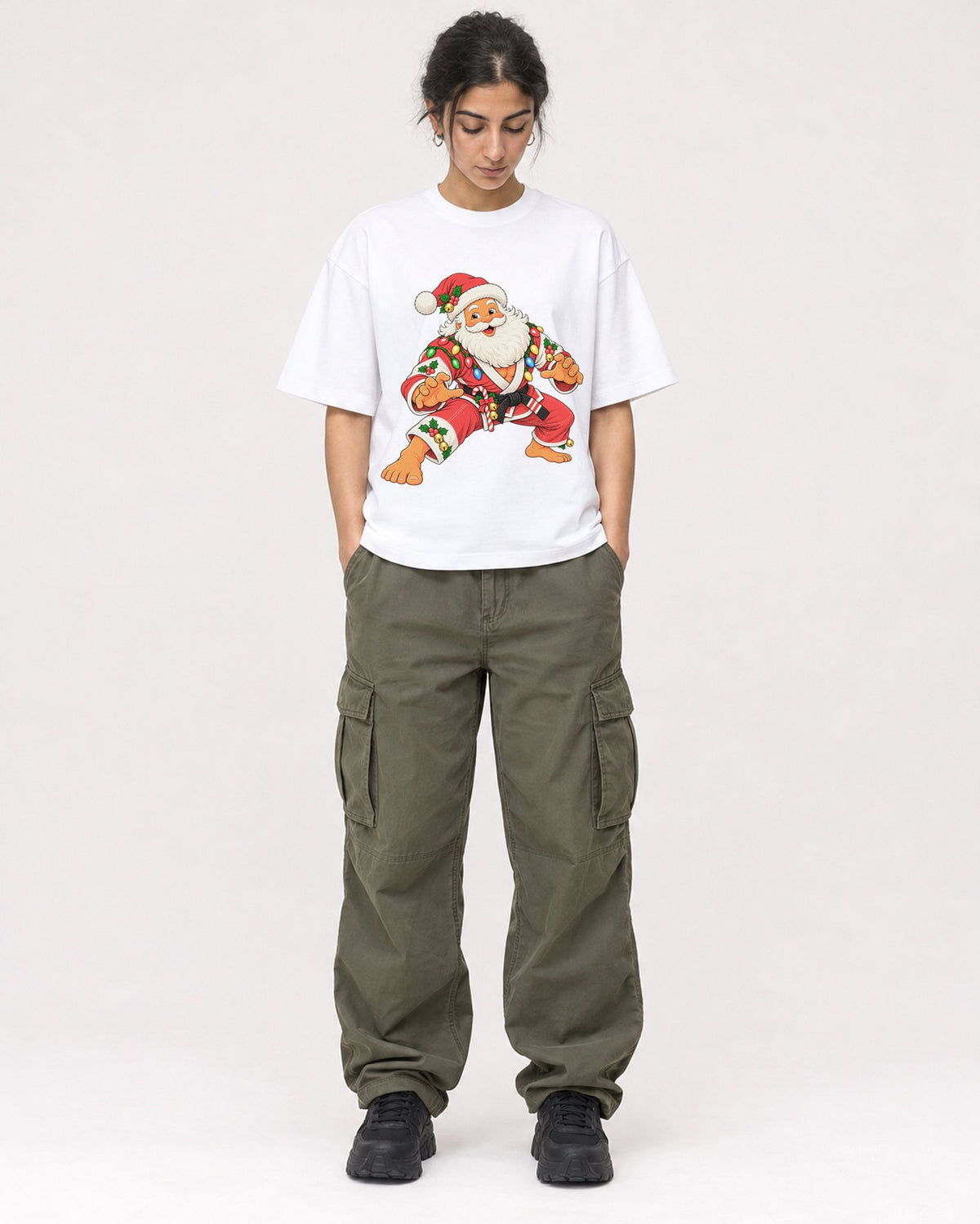 Mockup Boxy Heavyweight Tee White female full-body 17