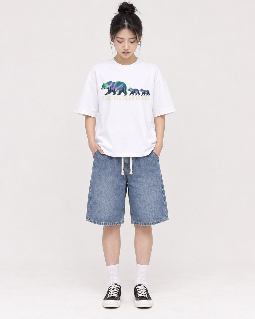 Mockup Boxy Heavyweight Tee White female full-body 41