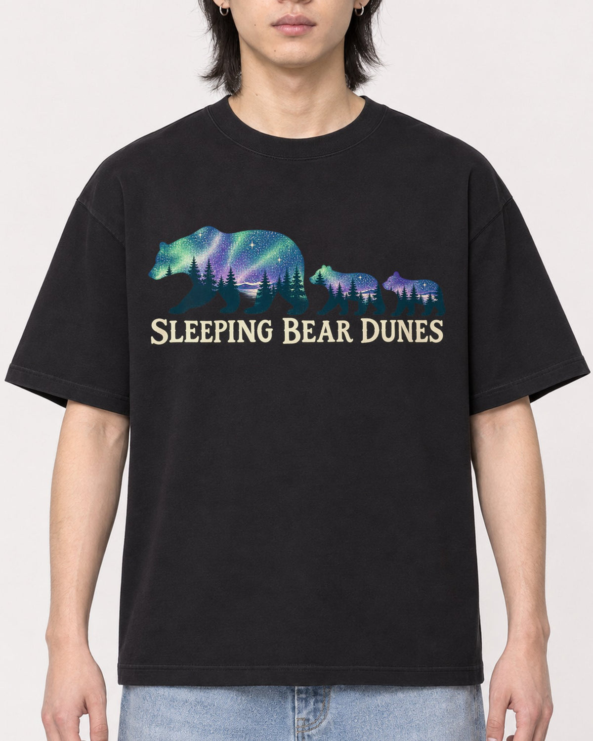 Mockup Boxy Heavyweight Tee Black male close-up 41