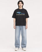 Mockup Boxy Heavyweight Tee Black male full-body 41
