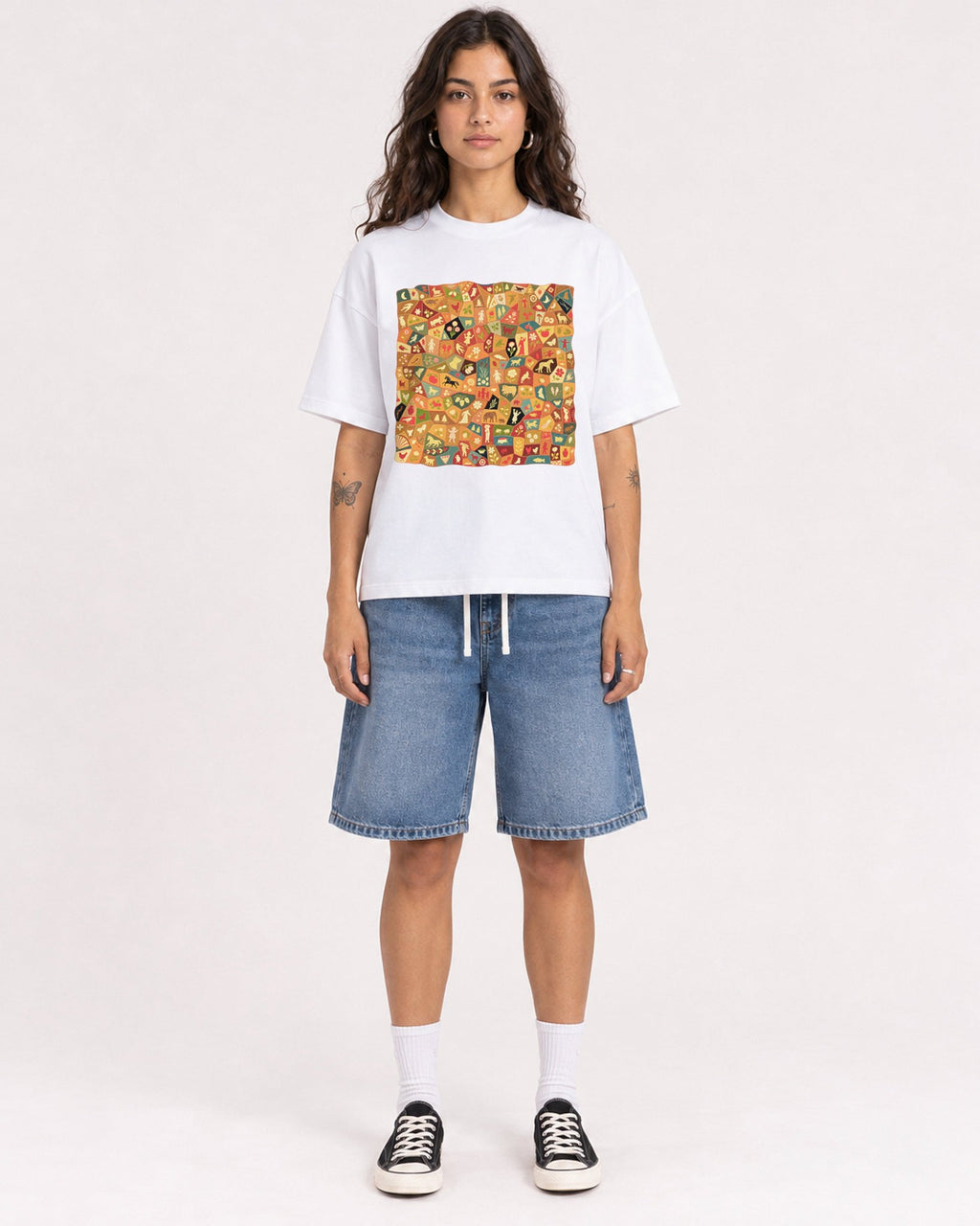 Mockup Boxy Heavyweight Tee White female full-body 06