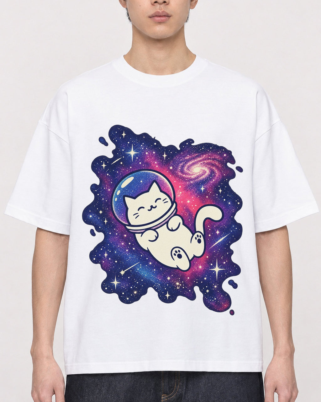 Mockup Boxy Heavyweight Tee White male close-up 01