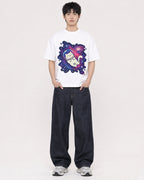 Mockup Boxy Heavyweight Tee White male full-body 01