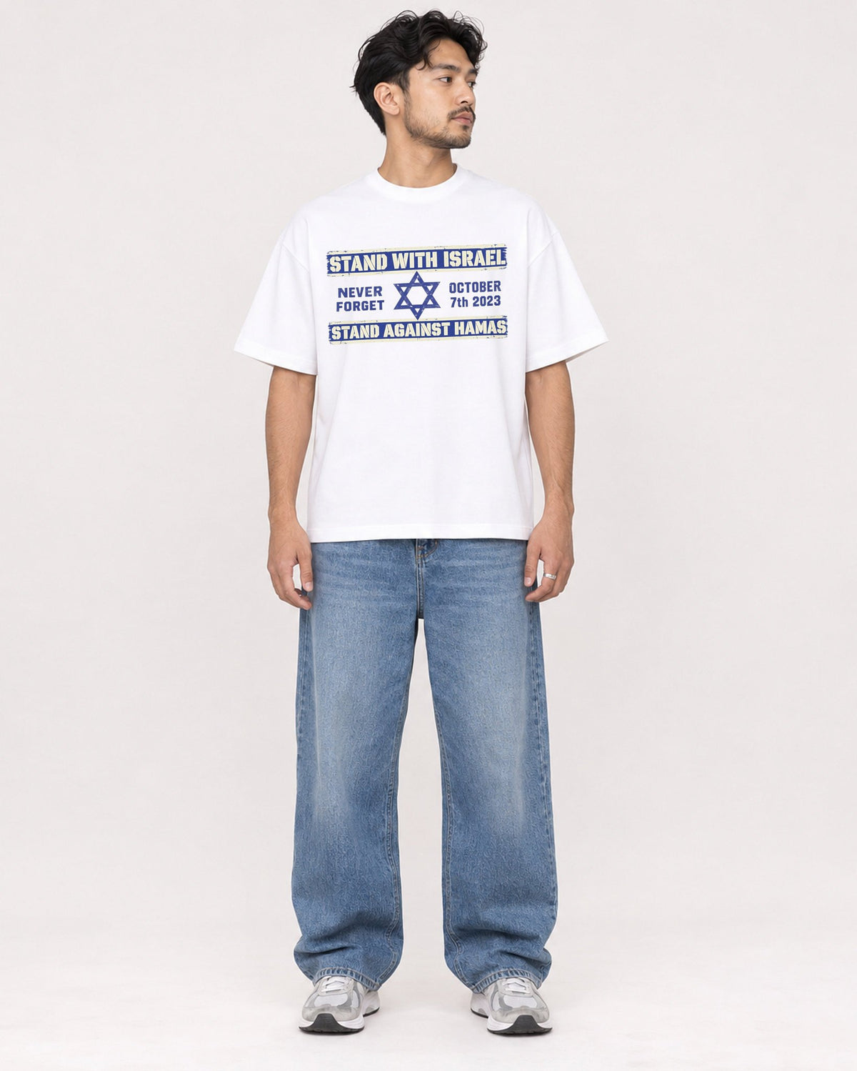 Mockup Boxy Heavyweight Tee White male full-body 02