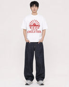 Mockup Boxy Heavyweight Tee White male full-body 01
