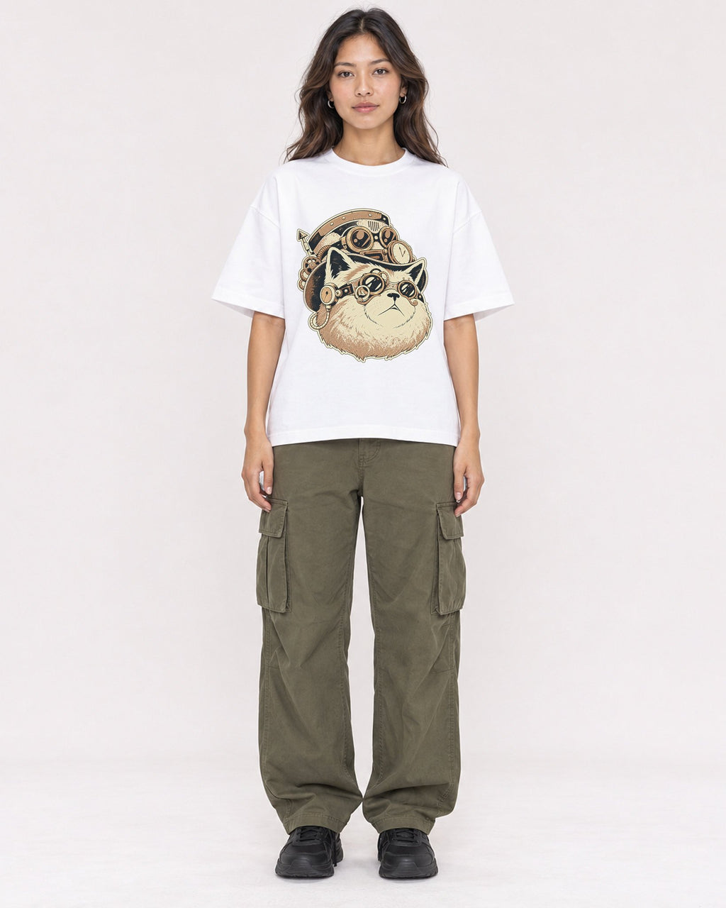 Mockup Boxy Heavyweight Tee White female full-body 02