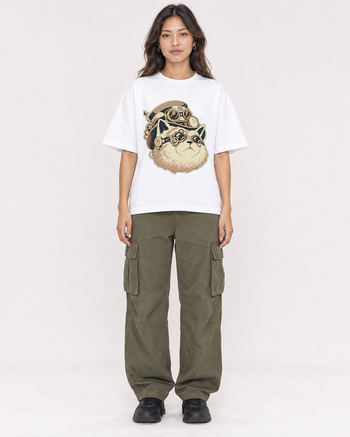 Mockup Boxy Heavyweight Tee White female full-body 02