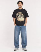 Mockup Boxy Heavyweight Tee Black male full-body 02
