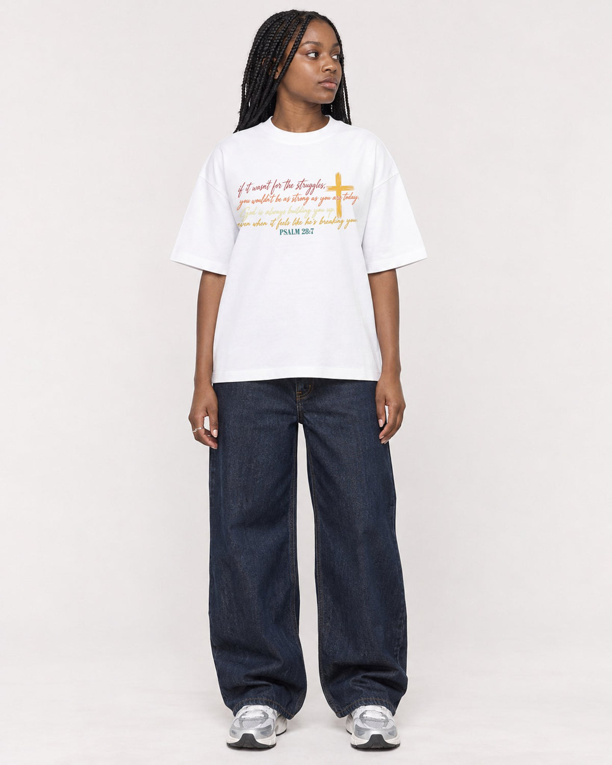 Mockup Boxy Heavyweight Tee White female full-body 04