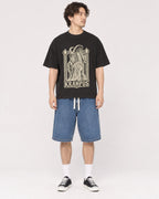 Mockup Boxy Heavyweight Tee Black male full-body 03