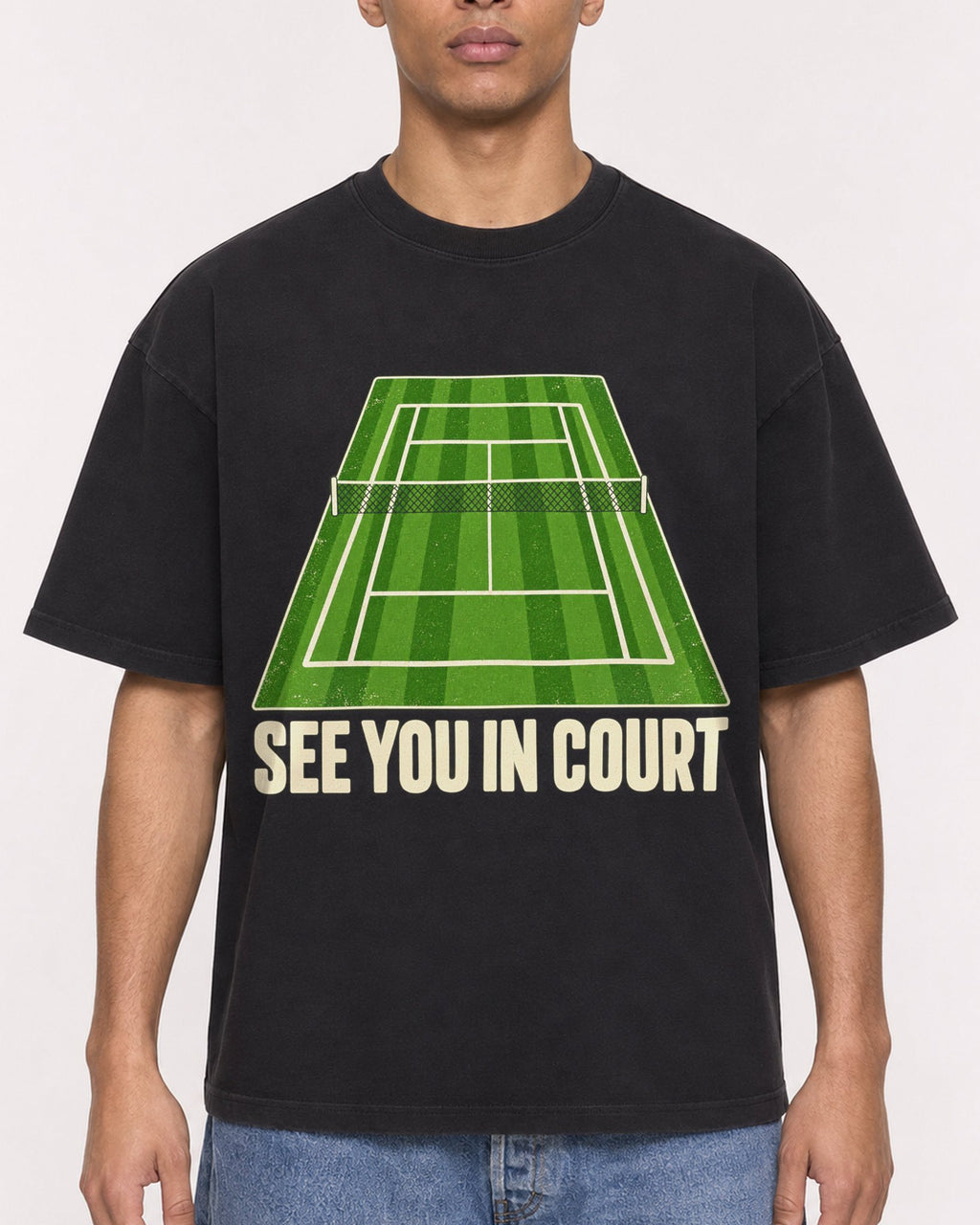 Mockup Boxy Heavyweight Tee Black male close-up 50