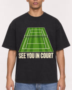 Mockup Boxy Heavyweight Tee Black male close-up 50