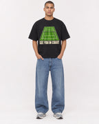 Mockup Boxy Heavyweight Tee Black male full-body 50