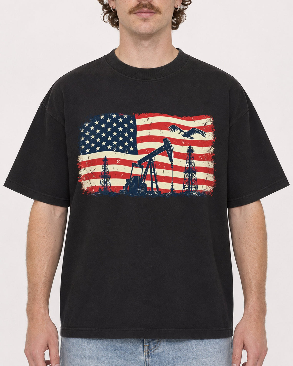 Mockup Boxy Heavyweight Tee Black male close-up 09