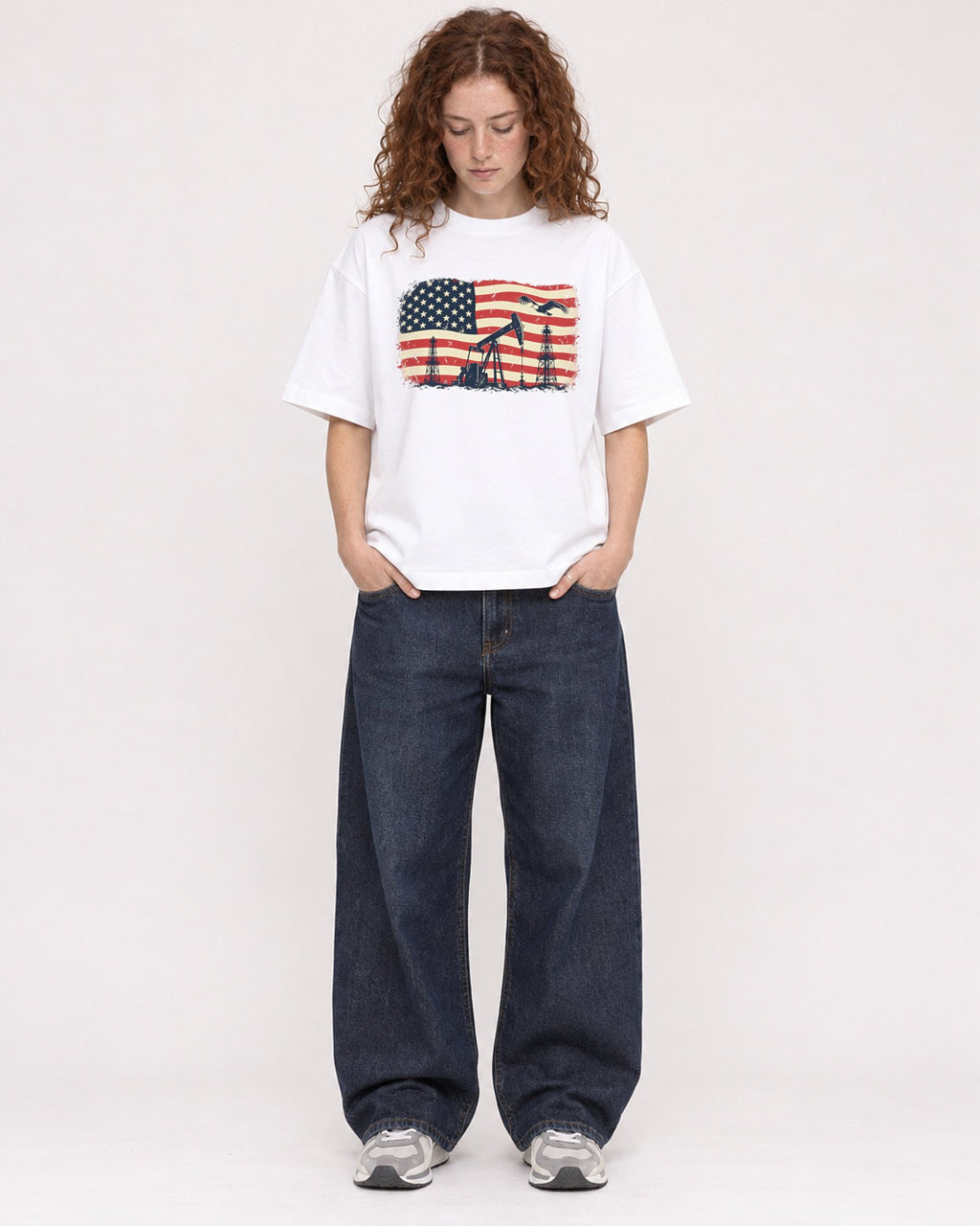 Mockup Boxy Heavyweight Tee White female full-body 09
