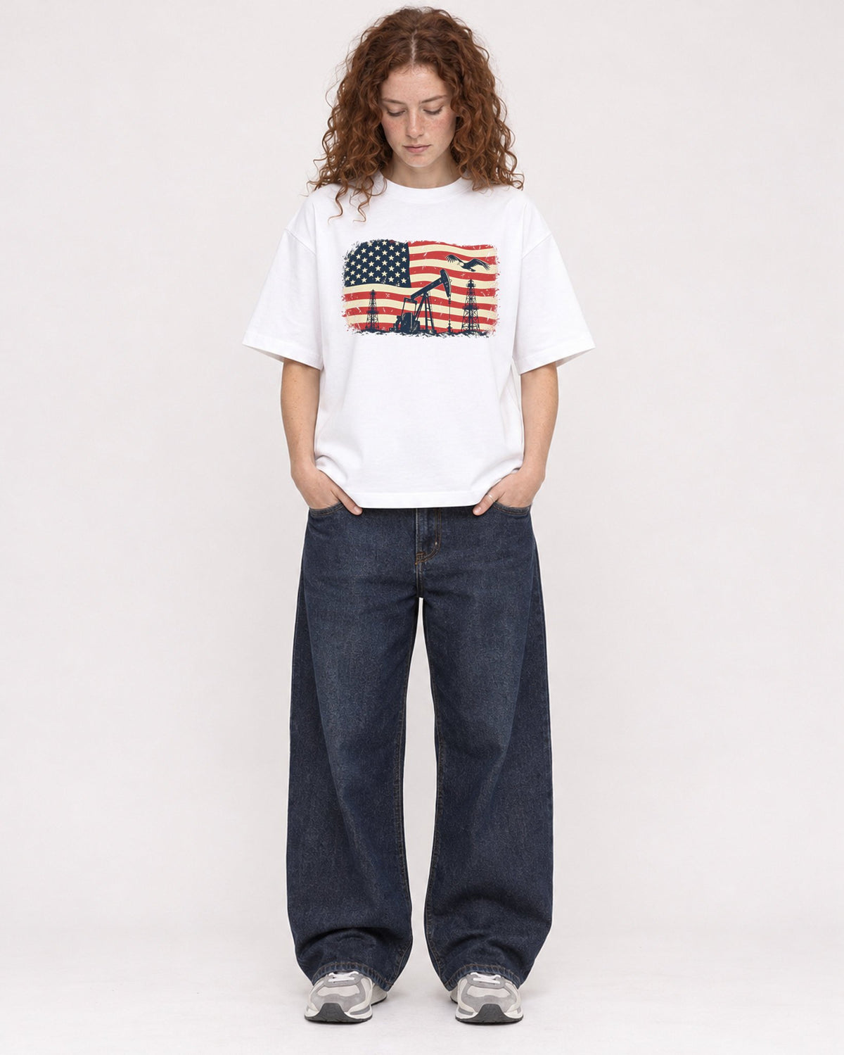 Mockup Boxy Heavyweight Tee White female full-body 09
