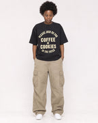 Mockup Boxy Heavyweight Tee Black female full-body 14