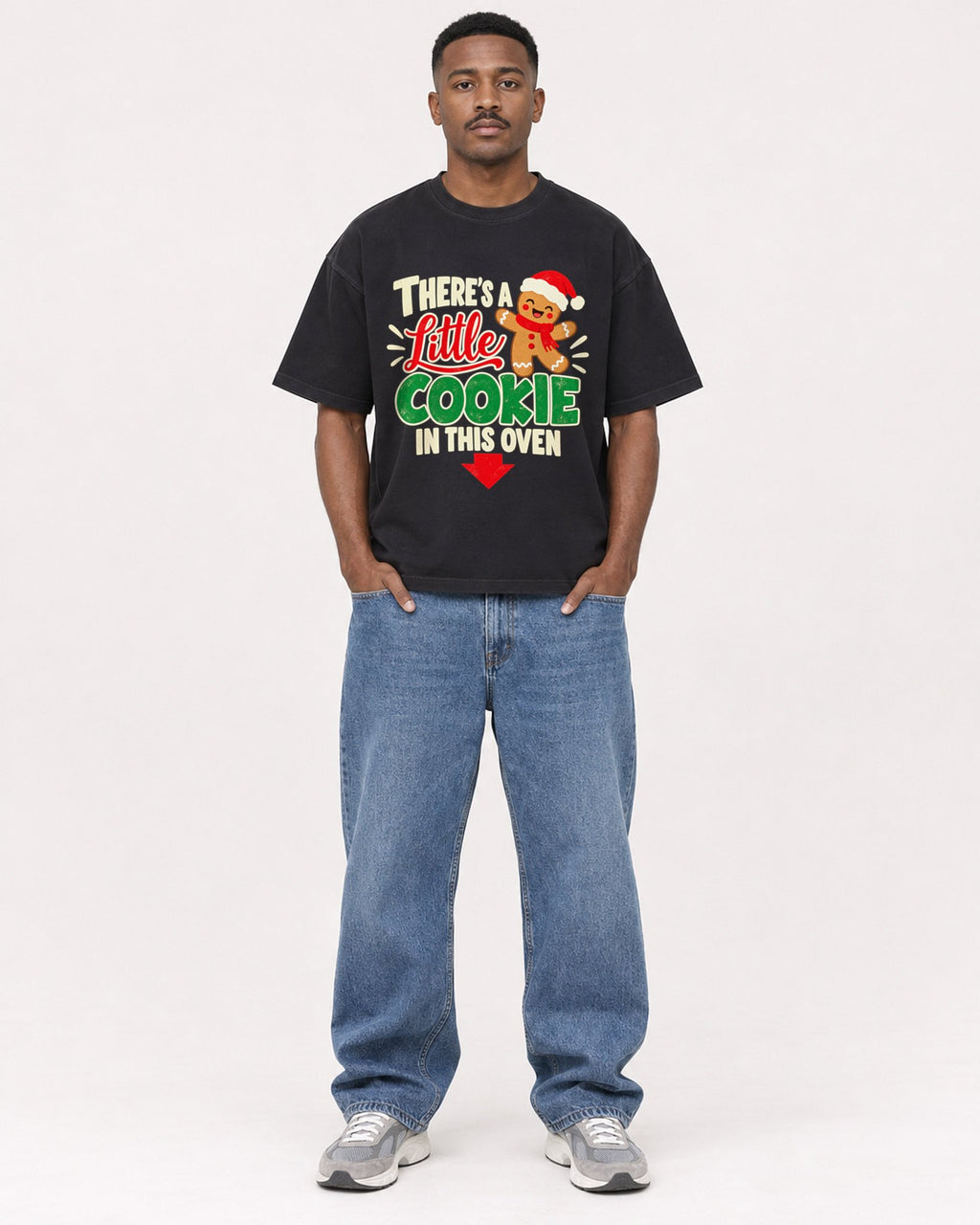 Mockup Boxy Heavyweight Tee Black male full-body 14