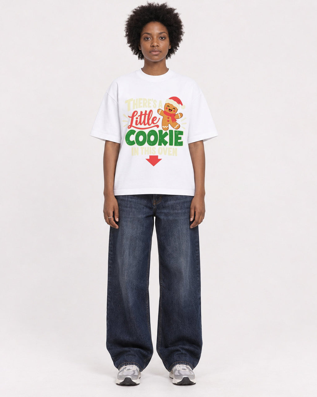Mockup Boxy Heavyweight Tee White female full-body 14
