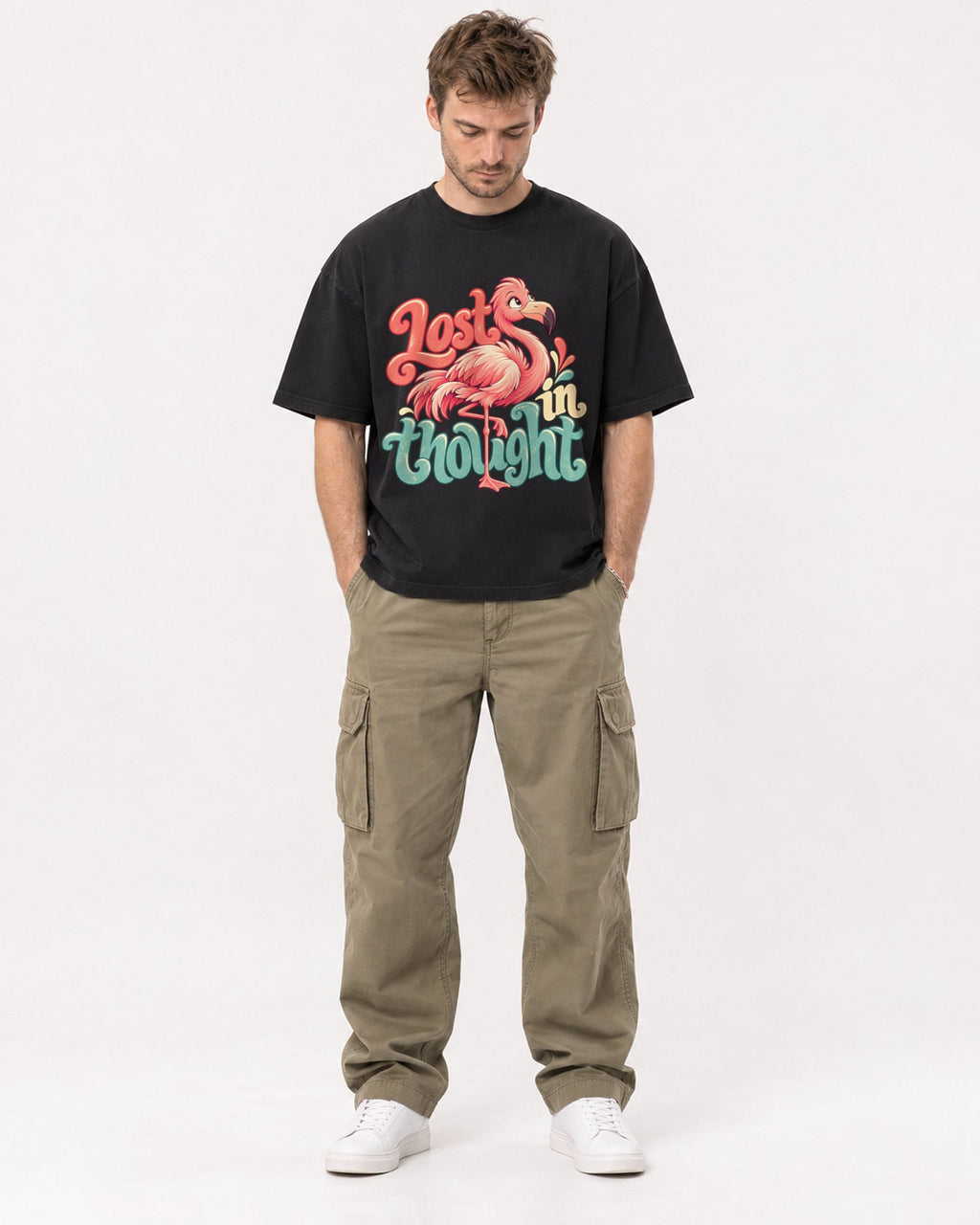 Mockup Boxy Heavyweight Tee Black male full-body 08