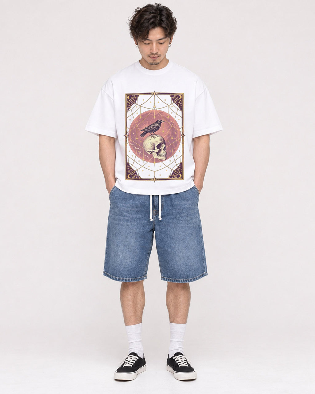 Mockup Boxy Heavyweight Tee White male full-body 03
