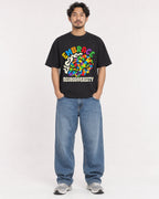 Mockup Boxy Heavyweight Tee Black male full-body 02