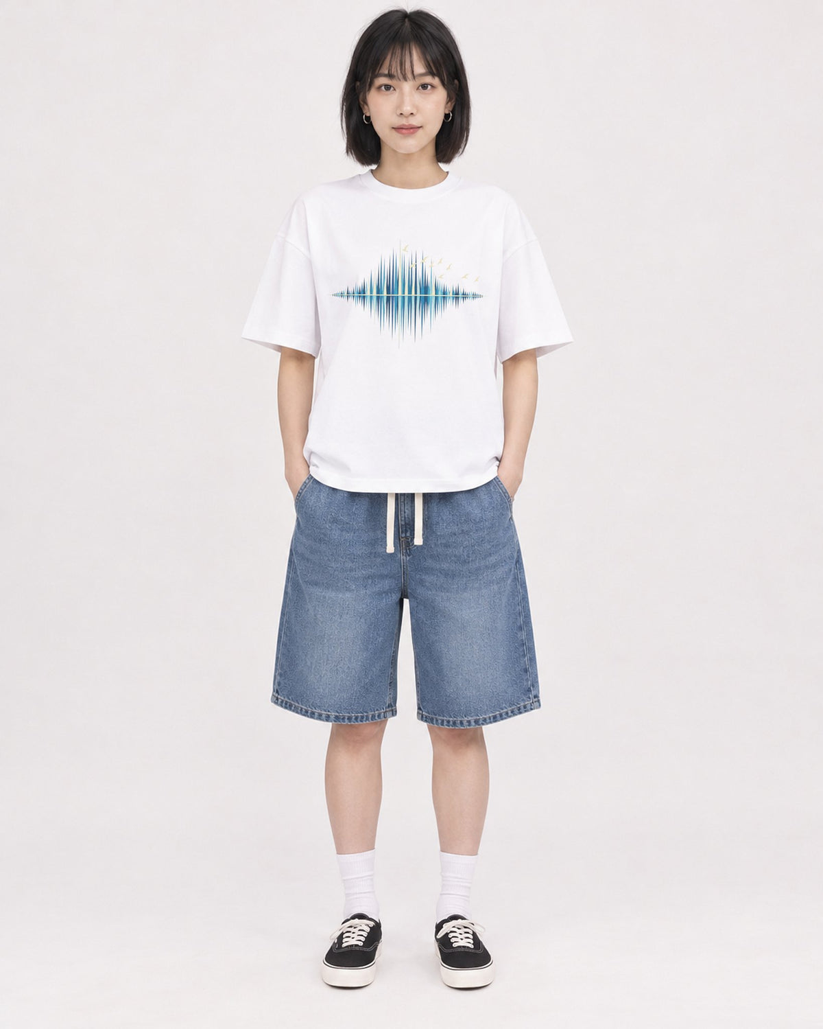 Mockup Boxy Heavyweight Tee White female full-body 11
