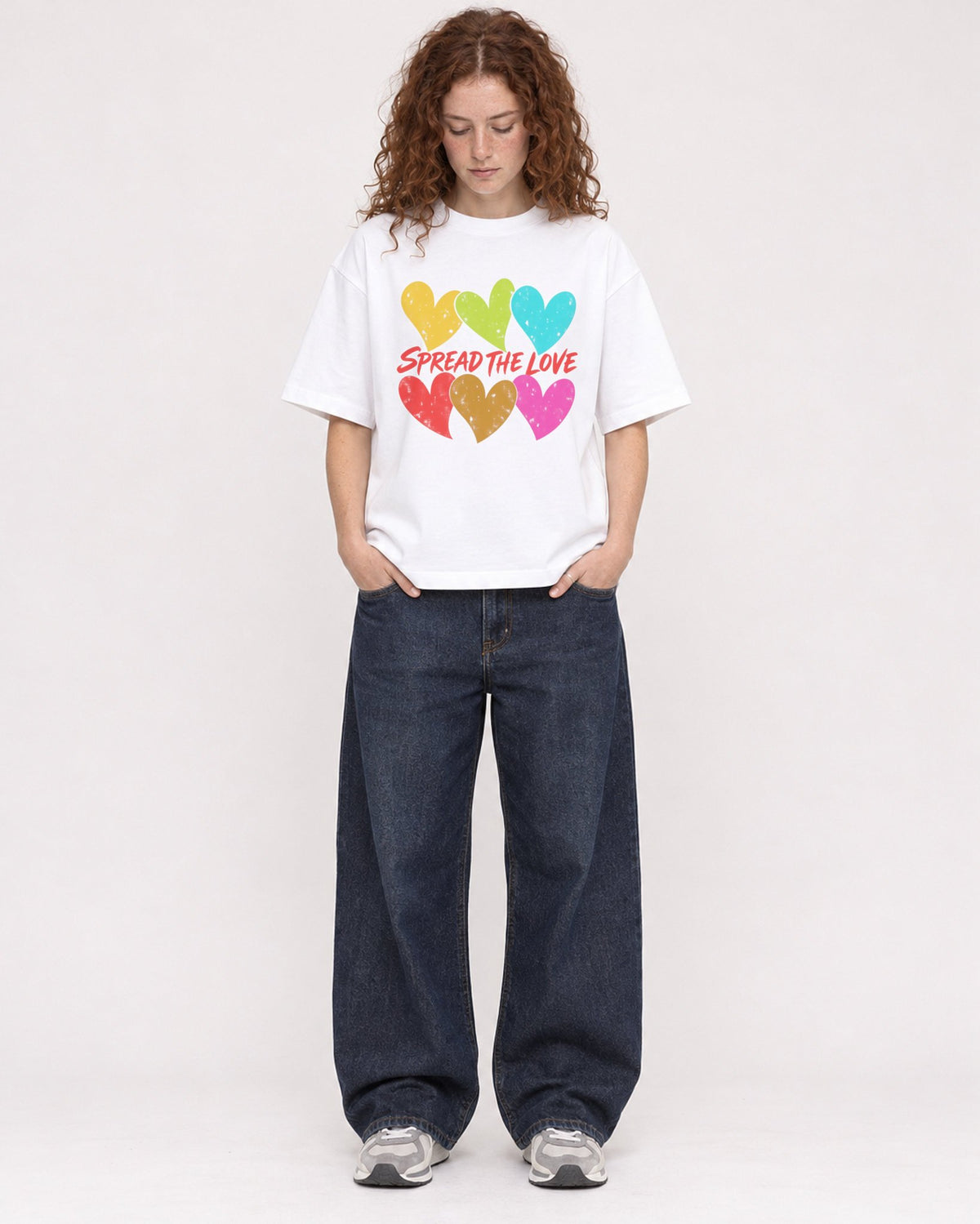 Mockup Boxy Heavyweight Tee White female full-body 09