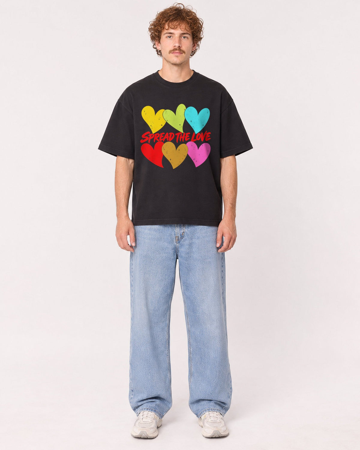 Mockup Boxy Heavyweight Tee Black male full-body 09