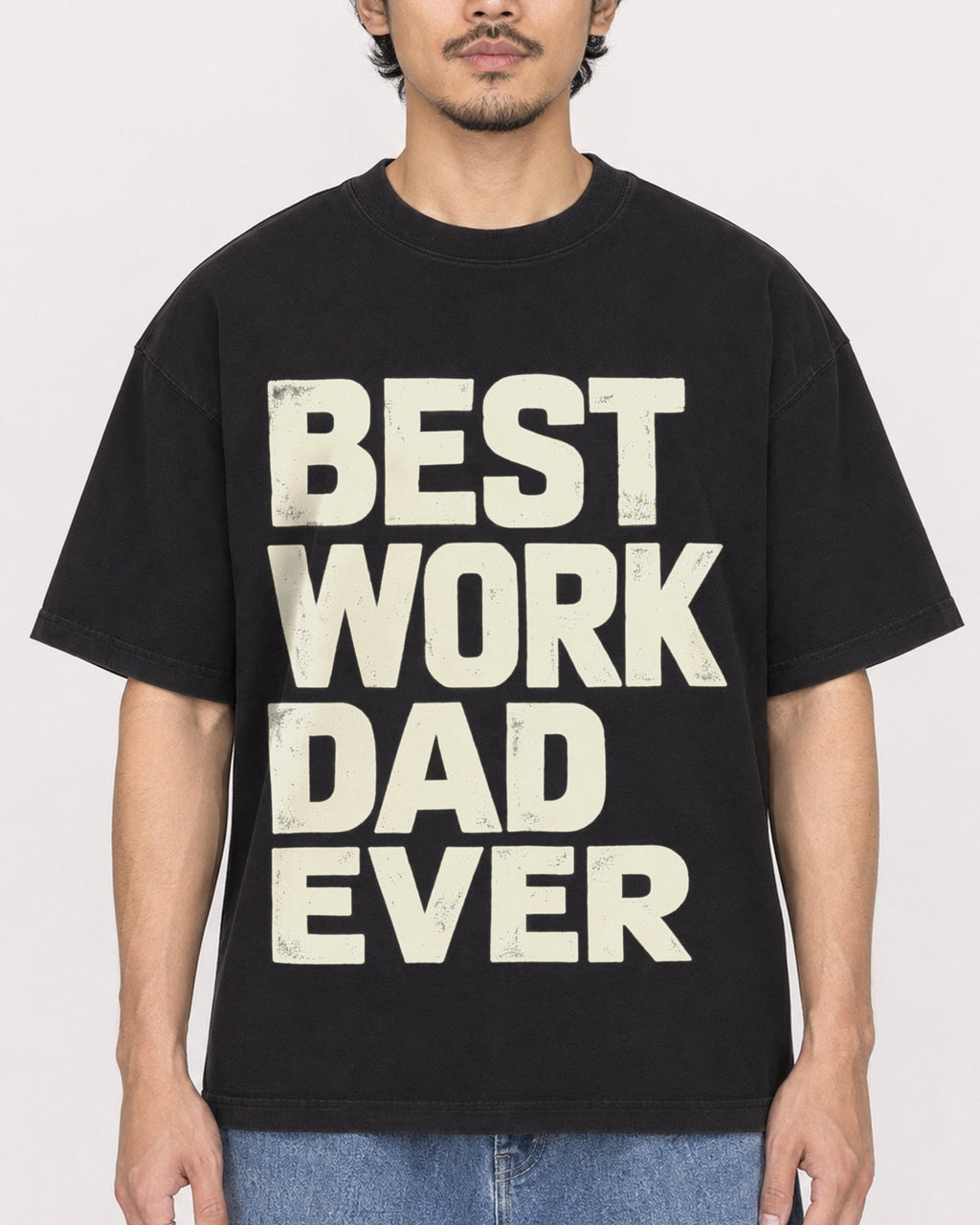 Mockup Boxy Heavyweight Tee Black male close-up 02