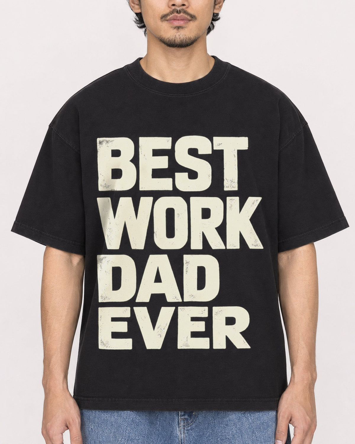 Mockup Boxy Heavyweight Tee Black male close-up 02
