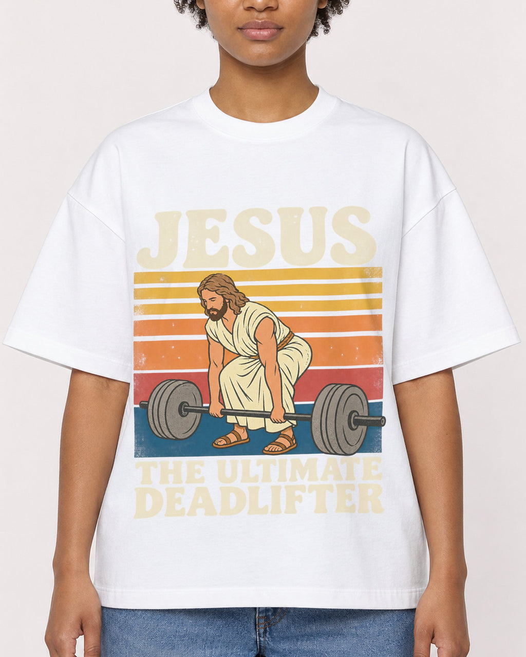 Mockup Boxy Heavyweight Tee White female close-up 35