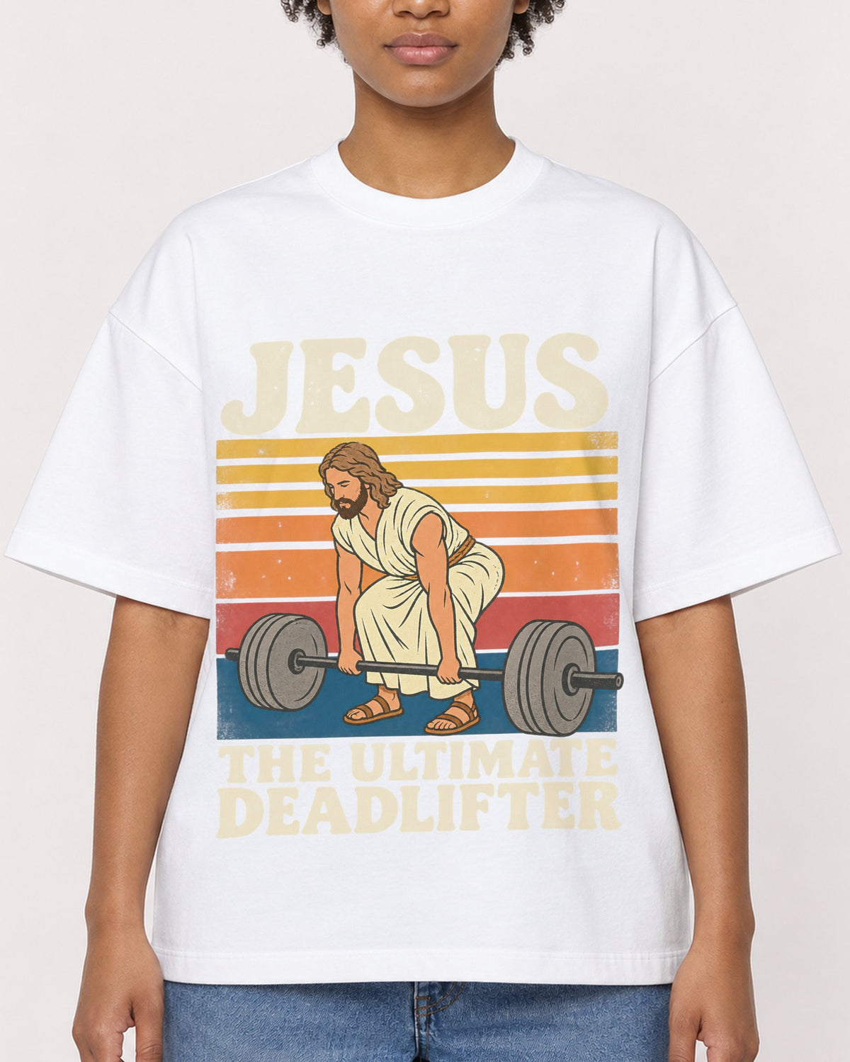 Mockup Boxy Heavyweight Tee White female close-up 35