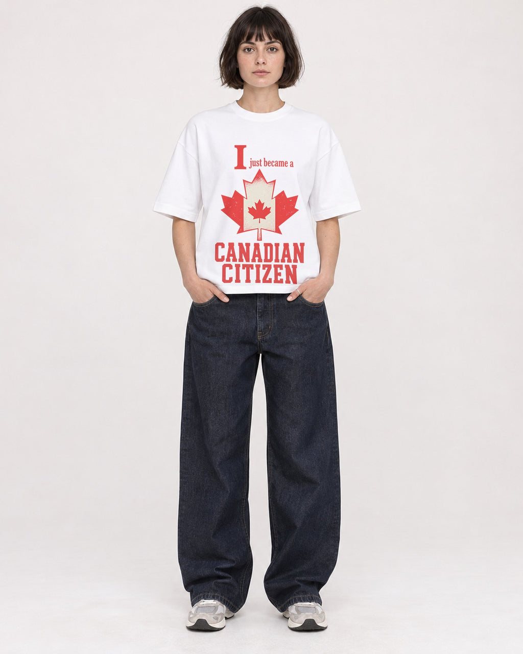 Mockup Boxy Heavyweight Tee White female full-body 39