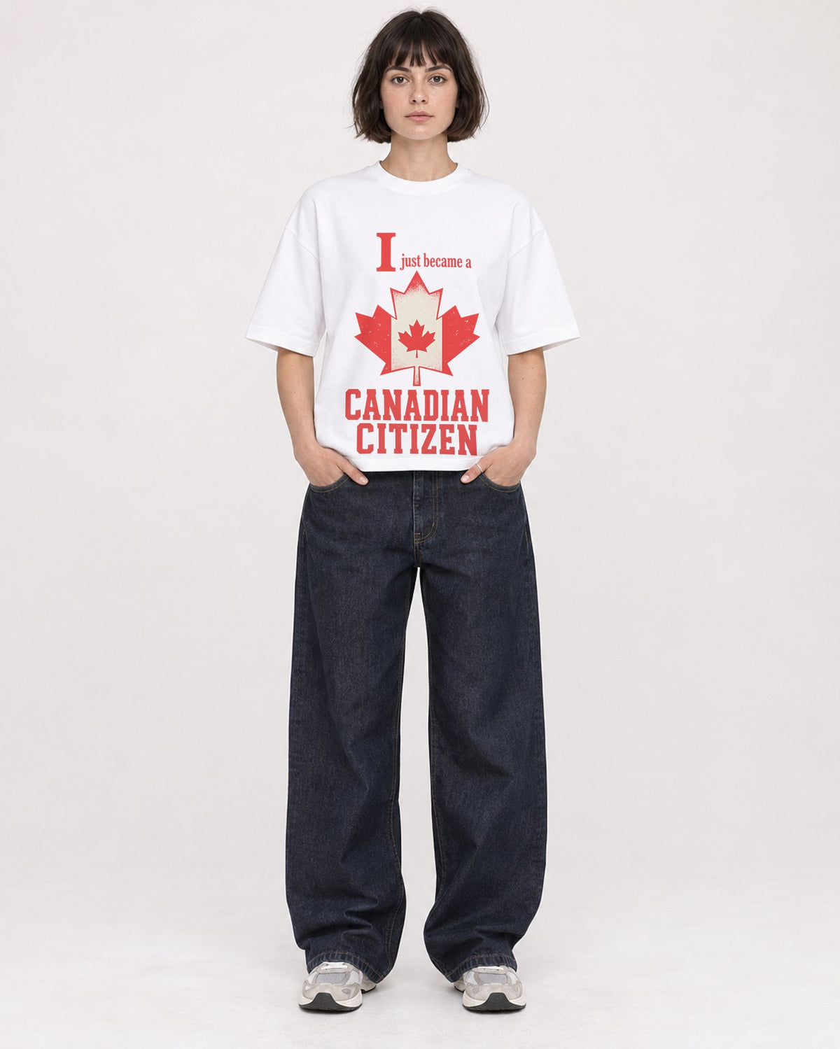 Mockup Boxy Heavyweight Tee White female full-body 39