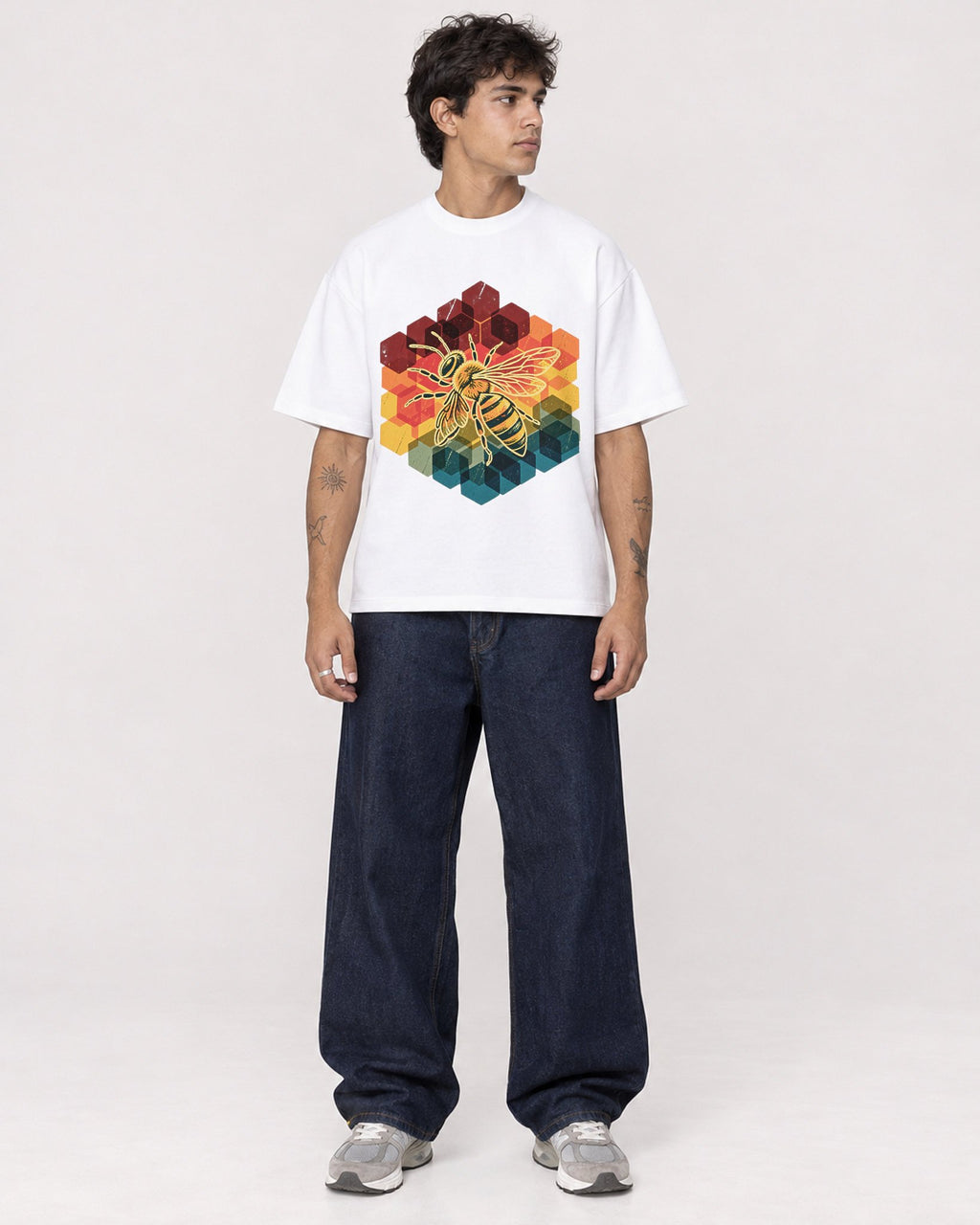 Mockup Boxy Heavyweight Tee White male full-body 06