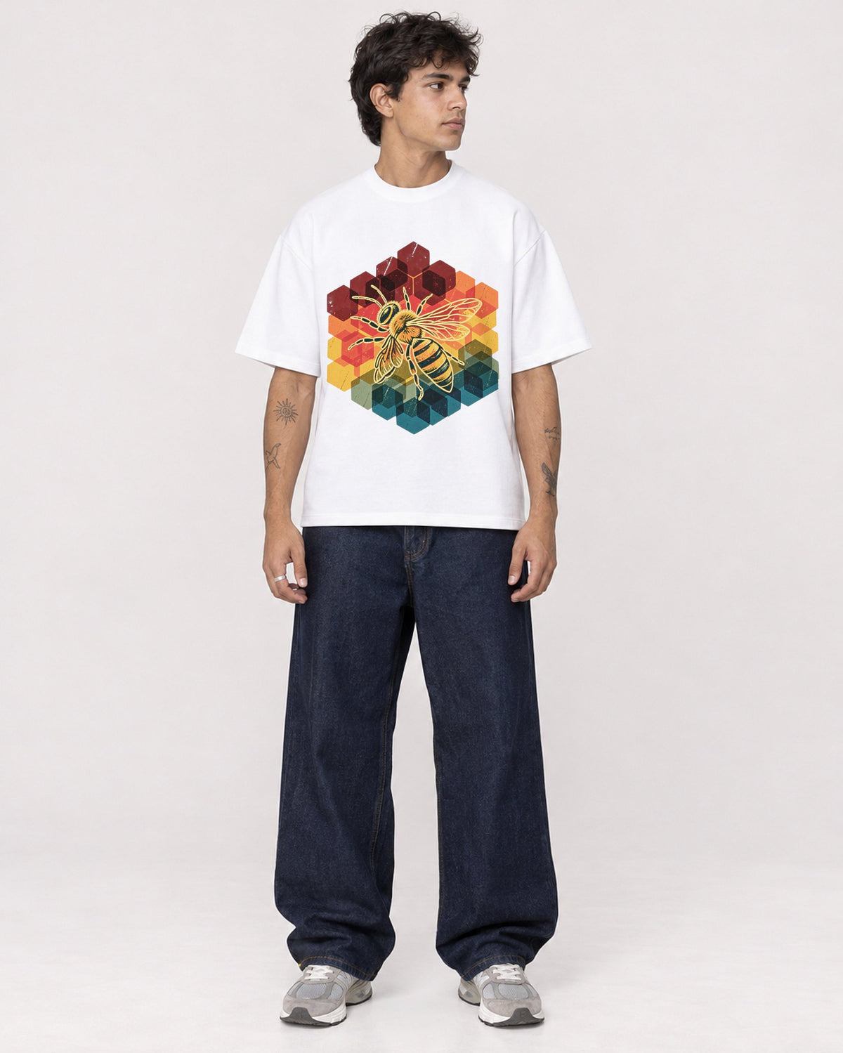 Mockup Boxy Heavyweight Tee White male full-body 06