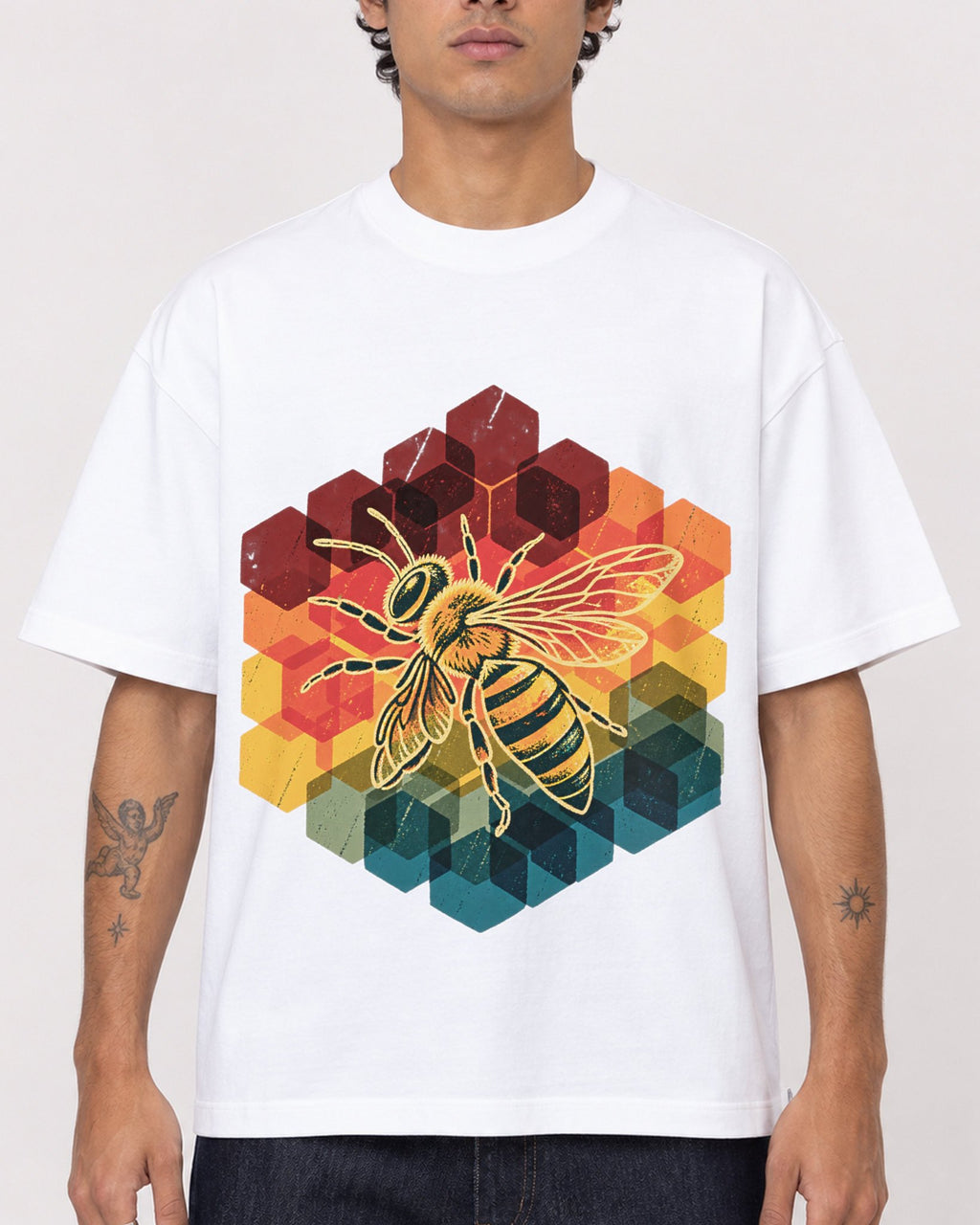 Mockup Boxy Heavyweight Tee White male close-up 06