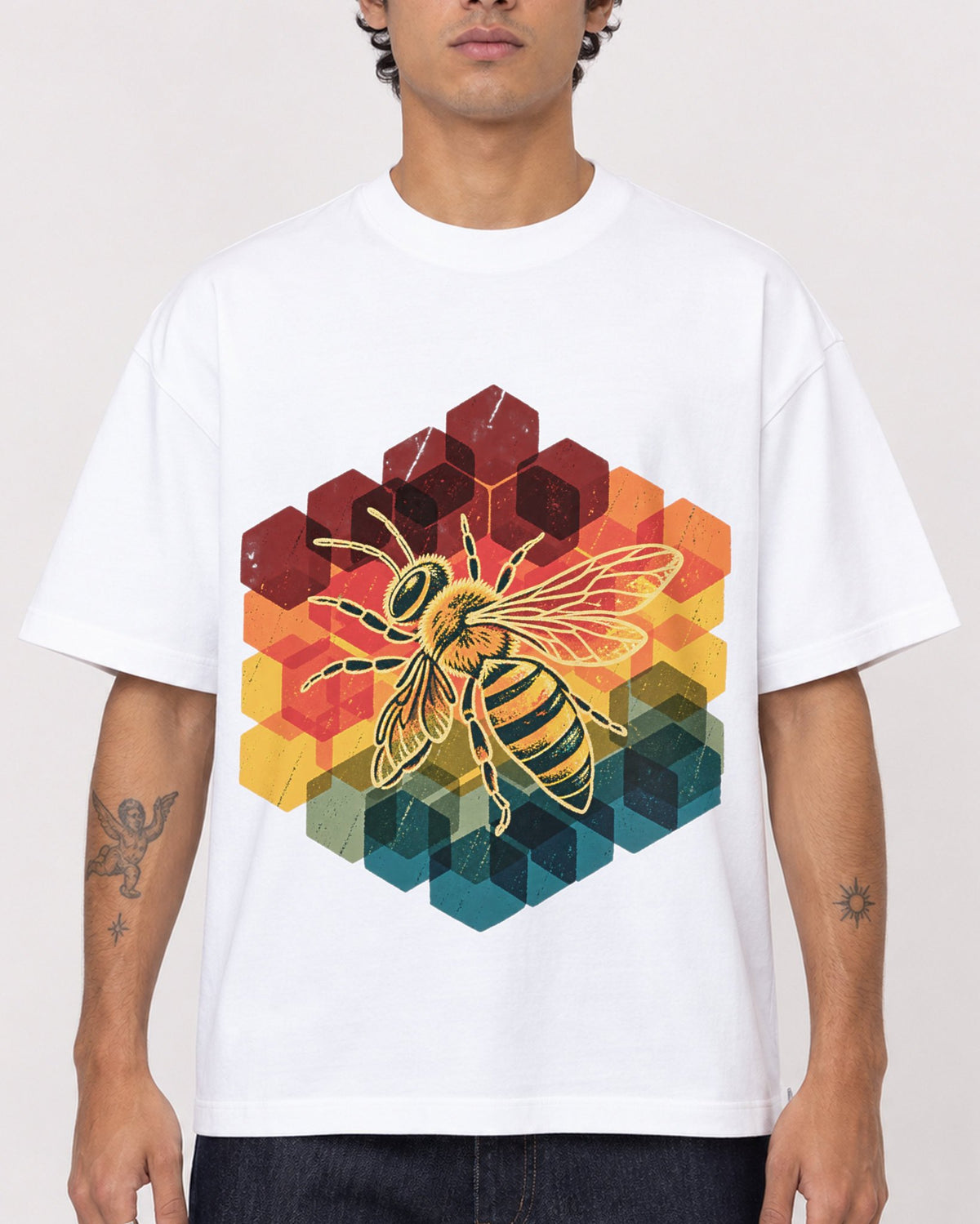 Mockup Boxy Heavyweight Tee White male close-up 06