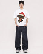 Mockup Boxy Heavyweight Tee White male full-body 01