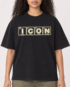 Mockup Boxy Heavyweight Tee Black female close-up 10