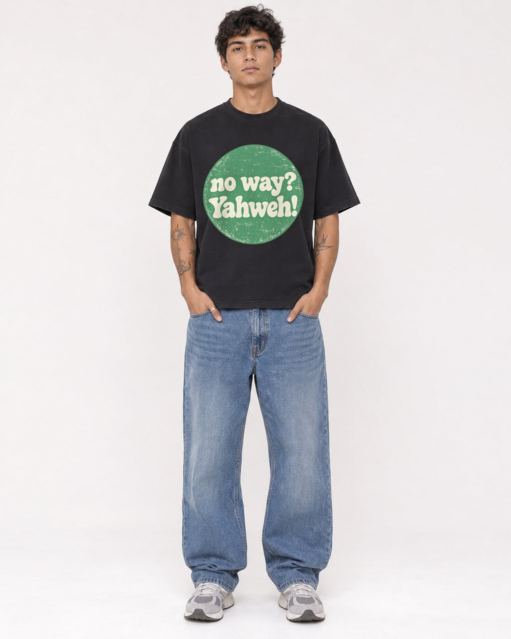 Mockup Boxy Heavyweight Tee Black male full-body 06
