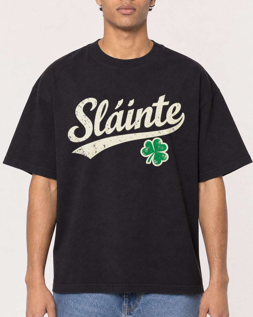 Mockup Boxy Heavyweight Tee Black male close-up 10