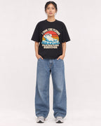Mockup Boxy Heavyweight Tee Black female full-body 12