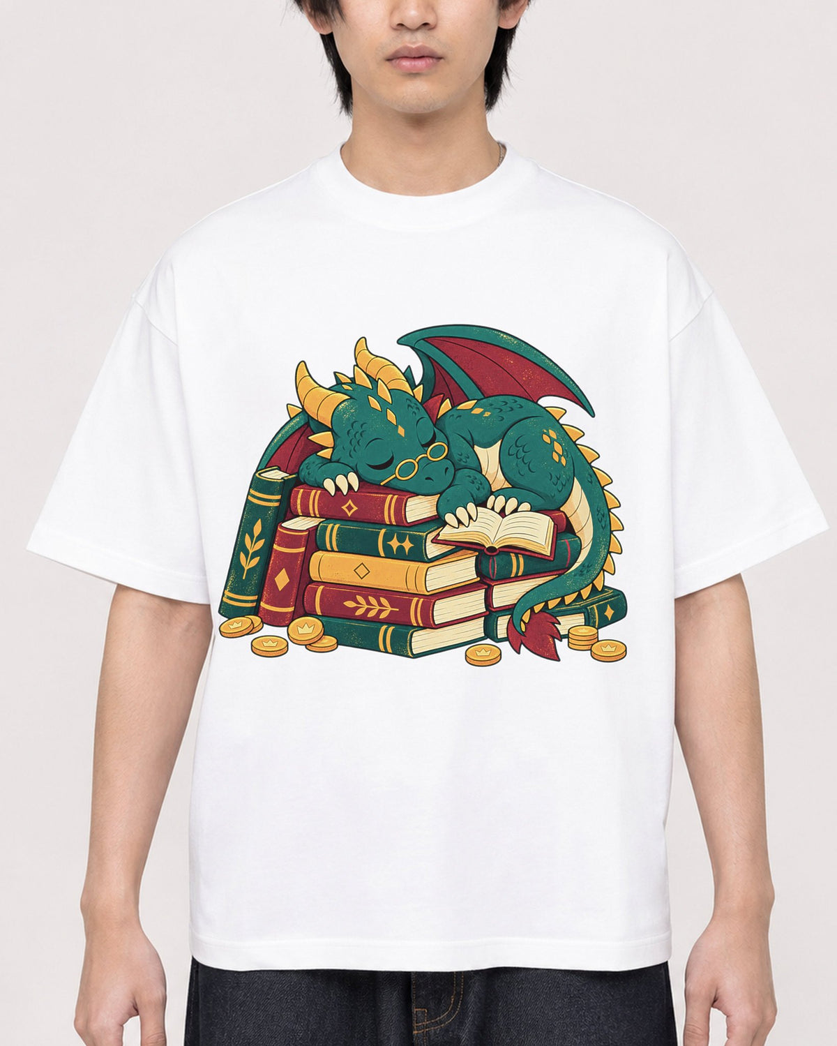 Mockup Boxy Heavyweight Tee White male close-up 11