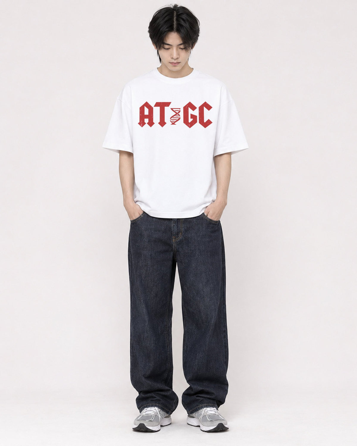 Mockup Boxy Heavyweight Tee White male full-body 11