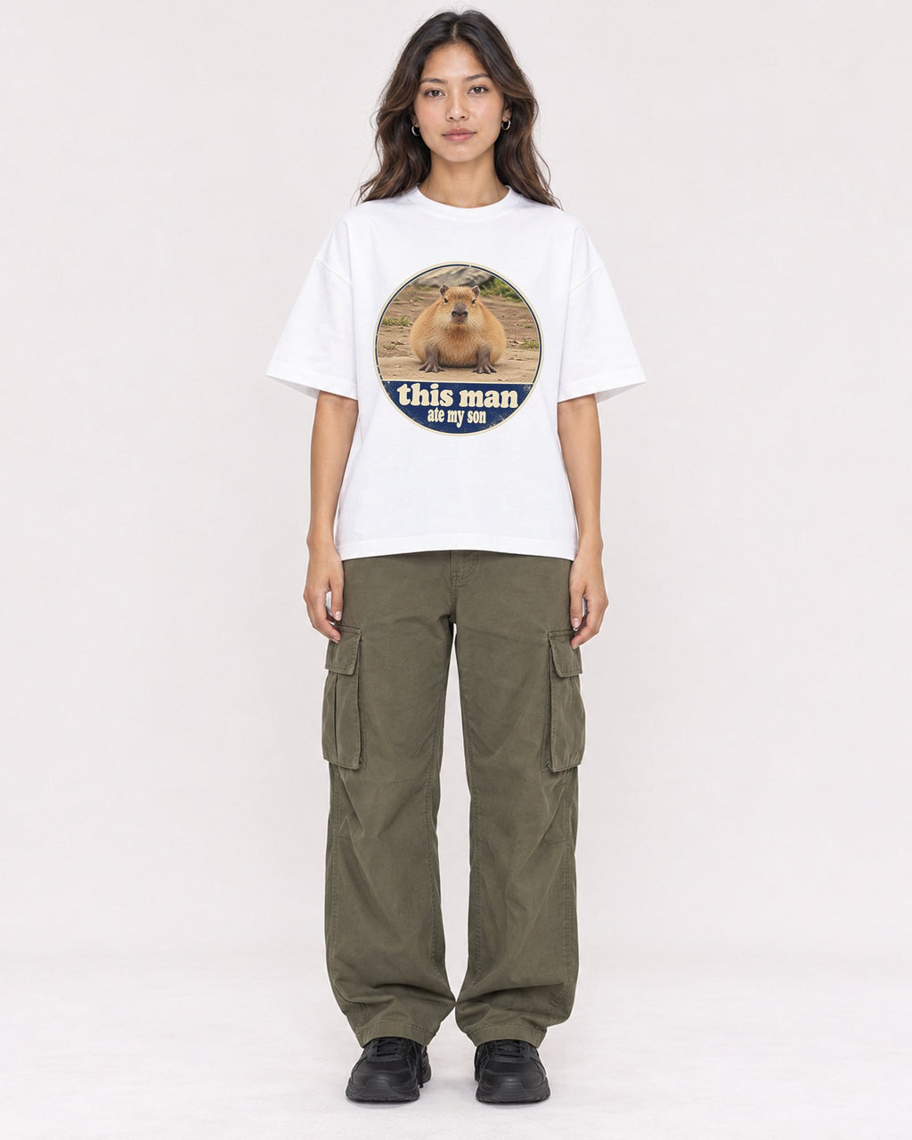 Mockup Boxy Heavyweight Tee White female full-body 02