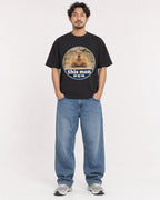 Mockup Boxy Heavyweight Tee Black male full-body 02
